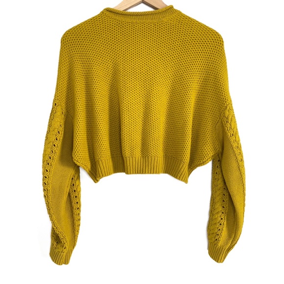 BDG Urban Outfitters Oversized Chunky Knit Cropped Sweater, Chartreuse Green -XS - Picture 6 of 10